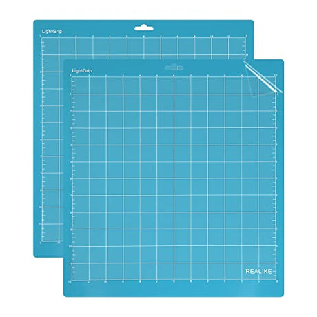 REALIKE LightGrip Cutting Mat for Cricut Maker 3/Maker/Explore 3/Air 2/Air/One, 2 Pack 12x12 Inch Blue Light Grip Adhesive Sticky Non-Slip Cut Mat REALIKE