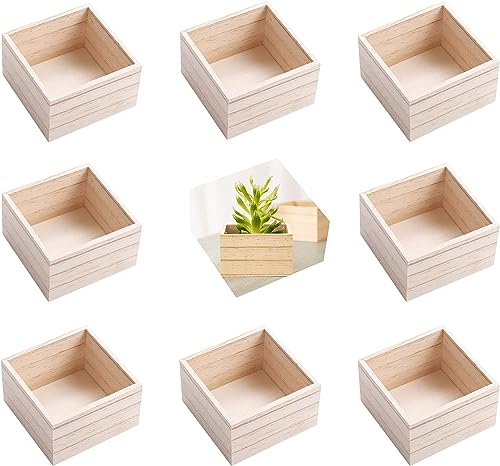 CALPALMY (8 Pack) 6" x 6" Unfinished Wooden Box Storage - Small Wooden Boxs for Crafts, Home Decor, and Wooden Centerpieces for Tables