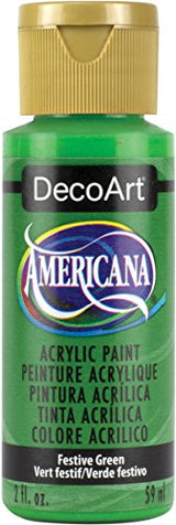 DecoArt Americana Acrylic Paint, 2-Ounce, Festive Green, by The Yard DecoArt