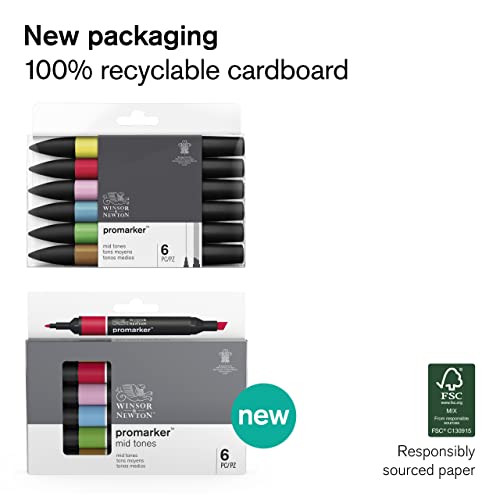 Winsor & Newton ProMarker Set, 6 Count, Blacks + Blender Winsor & Newton