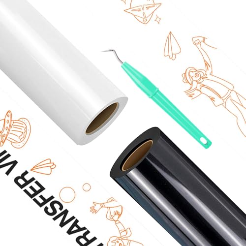 HTVRONT HTV Vinyl Rolls Black HTV and White Heat Transfer Vinyl - 12" x 15ft Black & White HTV Vinyl for Shirts, Black Iron on Vinyl for Cricut & HTVRONT