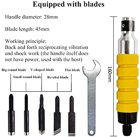 Electric Wood Chisel Hanging Mill Grinding Woodworking Carver Pedal Control Engraving Machine Wood Chisel Carving Machine with Handle 5 Blades + Foot YUCHENGTECH