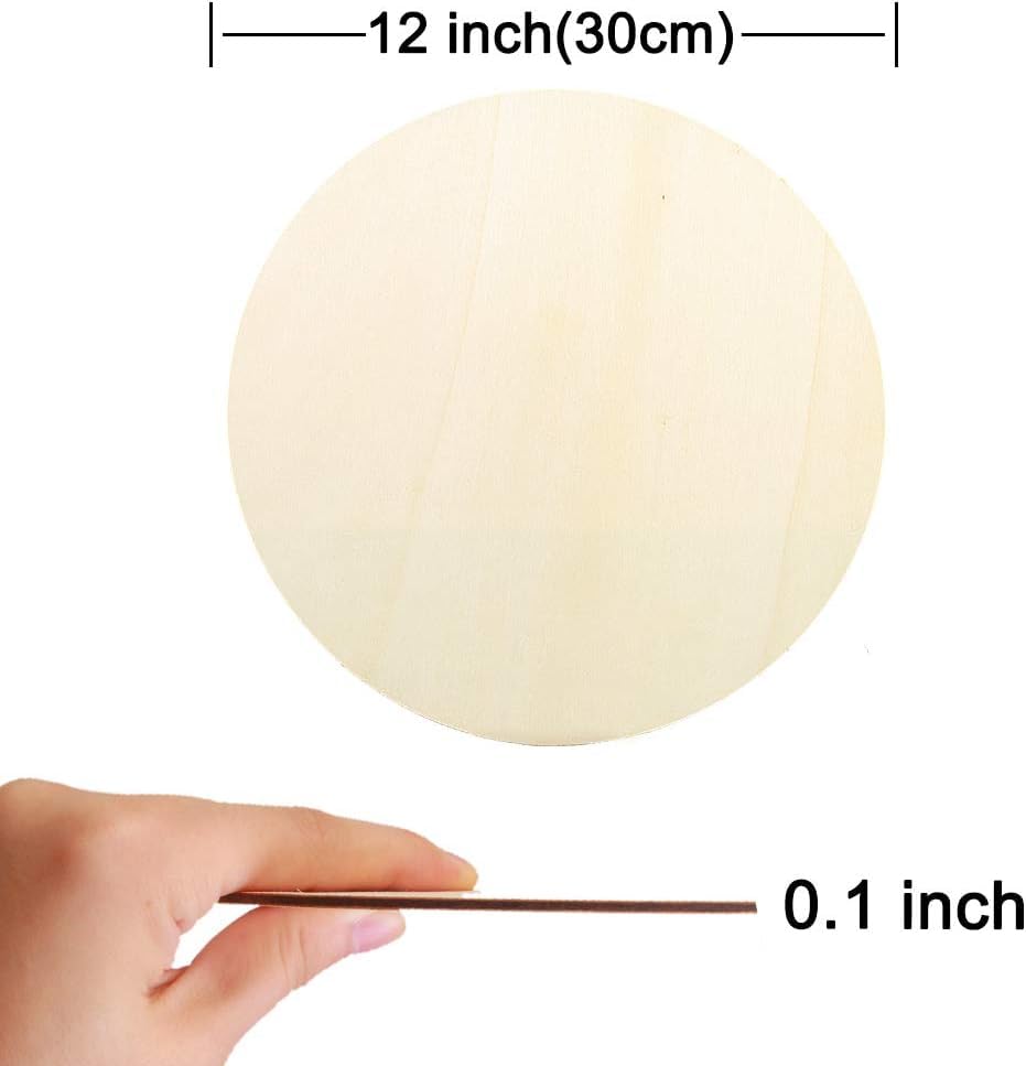 Balsa Wood Sheets 22Pcs 12 Inch Round Basswood Wood Discs for Crafts, Unfinished Wood Circles Wood Rounds Wooden Cutouts for Crafts, Door Hanger, - WoodArtSupply