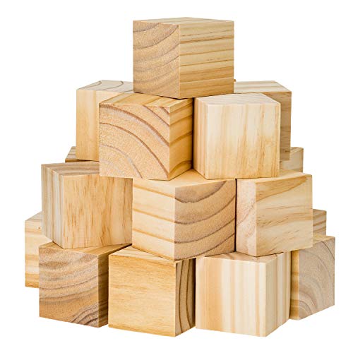 Wooden Cubes for Arts and Crafts – DIY - Photo Blocks - 2 Inch Unfinished Natural Wood Blocks – 27 Pieces – by Dragon Drew