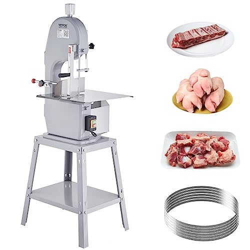 VEVOR Commercial Electric Meat Bandsaw, 1500W Stainless Steel Vertical Bone Sawing Machine, Workbeach 19.3" x 15", 0.16-7.9 Inch Cutting Thickness, VEVOR