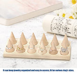 LIOUCBD 12 Fingers Wood Ring Display Stand Cone Ring Holders, Jewelry Display Holder Showcase, Ring Bracelet Organizer for Girls Women Jewelry LIOUCBD