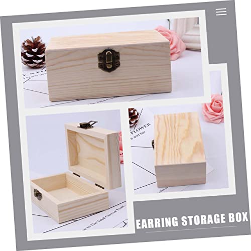 VOSAREA Box Box Wooden Box Jewelry Storage Retro Jewelry Case Craft Storage Desk Topper Table Wood Jewelry Case Jewelry Organizer Tray Unfinished VOSAREA