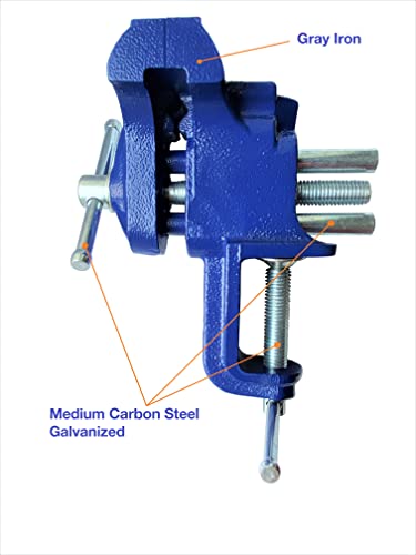 Rolin Vise Wood Working Clamp 3 Inch Light Duty Tools Small Home Vise Table Vise Blue ROLIN