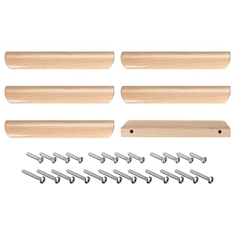 uxcell Wood Pull Handles, 6" 6Pcs Wooden Drawer Unfinished Knobs Pulls for Kitchen Furniture Drawer Wardrobe Cupboard with Screws uxcell