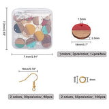 OLYCRAFT 174PCS Flat Round Dangle Earring Making Kits 7 Colors Include Resin and Walnut Wood Pendants with 60 PCS Earring Hooks and 100PCS Jump Rings OLYCRAFT