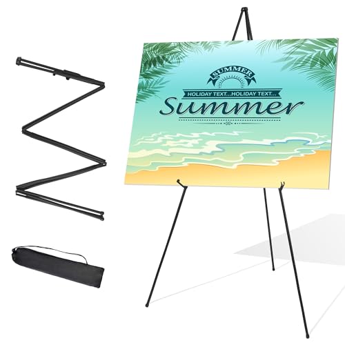 STARHOO Display Easel Stand for Wedding Sign & Poster 63'' Portable Art Easel for Floor Adjustable Metal Easel Black - WoodArtSupply