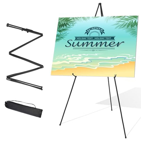 STARHOO Display Easel Stand for Wedding Sign & Poster 63'' Portable Art Easel for Floor Adjustable Metal Easel Black Starhoo