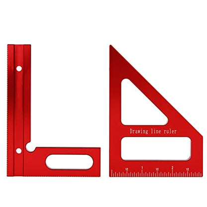 KETIPED Imperial 3D Multi-Angle Measuring Ruler,45/90 Degree Aluminum Alloy Woodworking Square Protractor, Miter Triangle Ruler High Precision Layout