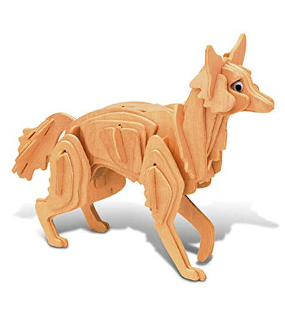 Puzzled 3D Puzzle Coyote Wood Craft Construction Model Kit, Fun, Unique & Educational DIY Wooden Toy Assemble Model Unfinished Crafting Hobby Puzzle