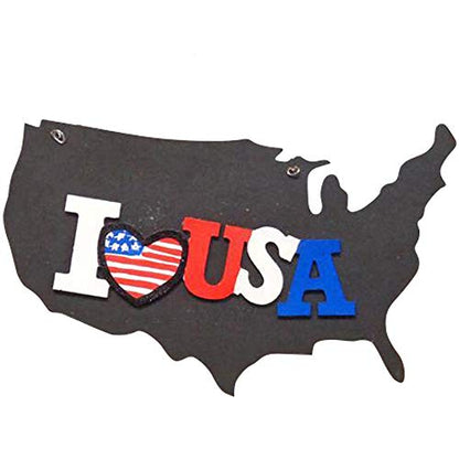 United States Cutout Unfinished Wood Home Decor Geography School Door Hanger MDF Shape Canvas Style 1 (12")