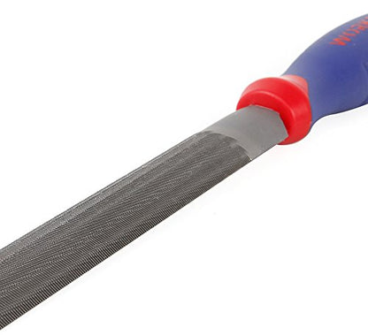 WORKPRO W051003 8 In. Half Round File, Durable Steel File for Concave, Convex & Flat Surfaces, Comfortable Anti-Slip Grip, Double Cut & Single Cut, - WoodArtSupply