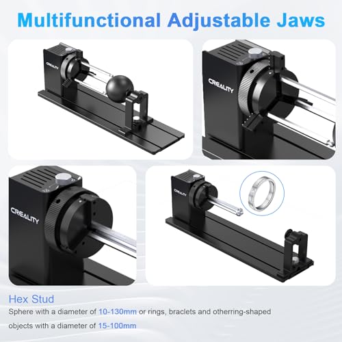 Creality Laser Rotary Roller, Y-axis Rotary Chuck for Most Laser Engravers, Rotary Kit Pro with 3 in 1 Jaw and Module Suitable for Engraving Creality