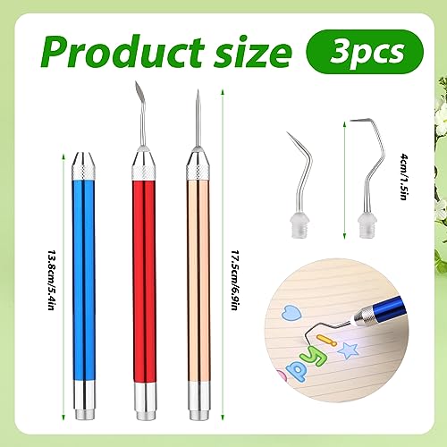 3pcs LED Weeding Tools for Vinyl, Vinyl Weeding Tool with Five Different Hooks Lighted Weeding Tool Craft Vinyl Tool for Crafting Silhouettes Cameos PEUTIER
