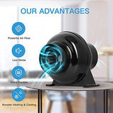 YSSOA 4 Inch Inline Duct Ventilation Fan 195 CFM HVAC Vent Blower Exhaust Booster for Hydroponics Grow Tent, Quiet YSSOA