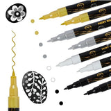 Acrylic Paint Pens White Paint Markers Metallic for Rock Fabric Wood Glass Canvas Ceramic, 5 White 4 Black 3 Gold & 3 Silver, Water Based Ink INK LAB
