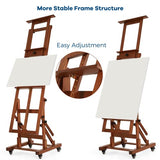 VISWIN Extra-Large Master H Frame Easel, Hold 1 or 2 Canvas up to 79", Tilts Flat, Movable Solid Beech Wood Heavy Duty Floor Easel Stand for VISWIN