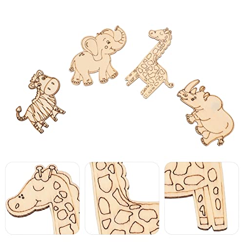 Sewroro 40pcs Graffiti Animal Wood Piece Craft Ornaments Unfinished Wood Ornaments Forest Animal Wood Cutouts Balsa Wood Craft Wood DIY Crafts Wood Sewroro