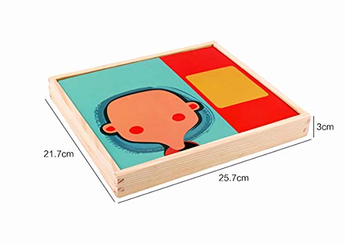 Wooden Magnetic Jigsaw Puzzles Toy, Toddler Craft Toys Educational Travel Puzzle Games Double Sided Drawing Easel for Boys and Girls QIAONIUNIU
