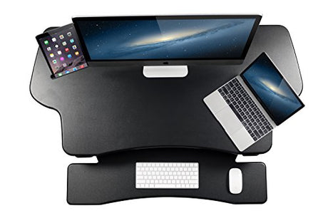 Mount-It! Height Adjustable Standing Desk Converter | 48” Wide Tabletop Sit Stand Desk Riser with Gas Spring | Stand Up Computer Workstation Fits Mount-It!