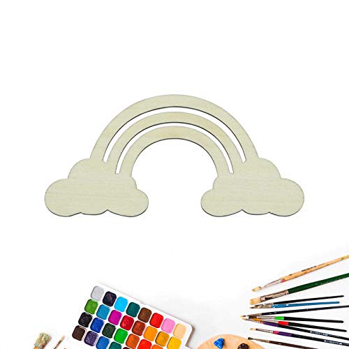 Creaides Rainbow Wood DIY Crafts Cutout Rainbow Shaped Wooden Ornaments Unfinished Wood Slices Embellishments for Wedding Birthday Christmas Party Creaides