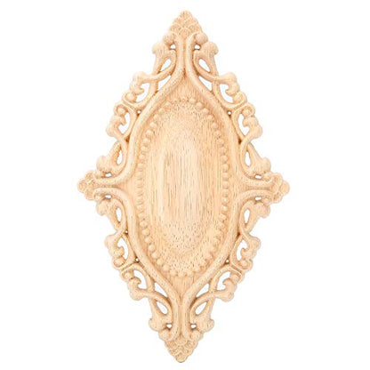 Wood Carved Applique Furniture Corners Decals Home Decor Wall Onlay Carving Stickers Unpainted for Cabinet Cupboard Door Bed Decoration,7.9x4.7x0.4In