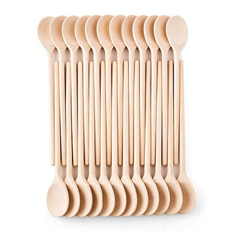 Mr.Woodware 10 Inch Wooden Spoons for Cooking - Set of 24 Long Handle Wooden Spoon for Mixing, Stirring, Tasting - Kitchen Wooden Utensils For Mr. Woodware