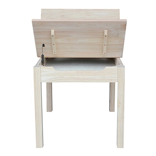 International Concepts Table with Lift Up Top for Storage, Unfinished - WoodArtSupply