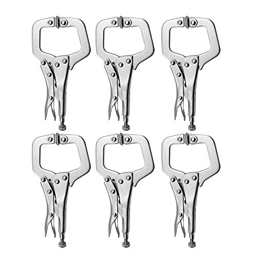Anxingo 6 Pack Heavy Duty C-Clamp Locking Pliers Set 6” C-Clamps with Swivel Pads for Craftsmen Home Workshop Anxingo