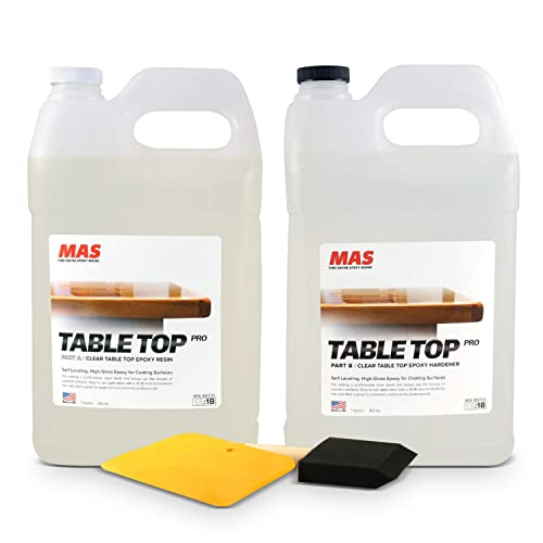 MAS Table Top Pro (2-Gallon Kit) | Crystal Clear Casting for DIY Arts and Crafts Projects | 2-Part Resin and Hardener Epoxy Kit | for Countertops,