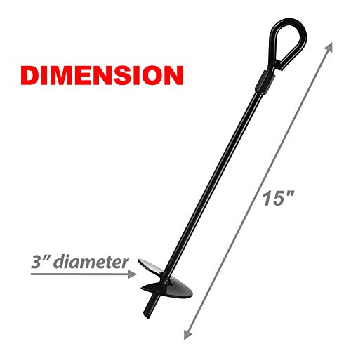 VASGOR 15” Ground Anchors (8pcs) Easy to Use with Drill, 3" Helix Diameter, Heavy Duty Anchor Hook for Camping Tent, Canopies, Car Ports, Sheds, VASGOR