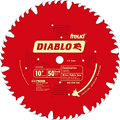 Diablo by Freud "Freud D1050X Diablo 10"" 50-tooth ATB Combo Saw Blade w/5/8"" Arbor&PermaShield" - WoodArtSupply