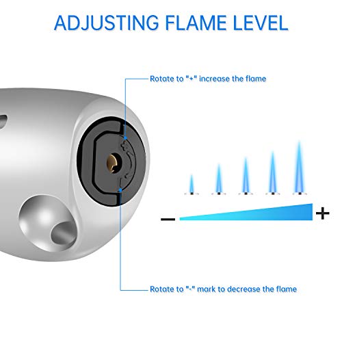 Butane Lighter Torch Long Lighter Jet Flame Windproof Lighter with Visual Fuel Window for Fireplace Kitchen Grill BBQ Camping, Black (No Butane V 1985.5.10