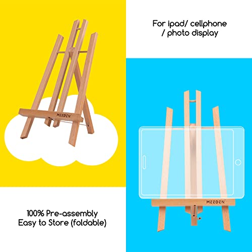 MEEDEN 12 Pack 16 Inch Tabletop Easels, Beech Wood Display Easel, Easel Stand for Painting,Tripod, Painting Party Easel, Kids Student Desktop Easel