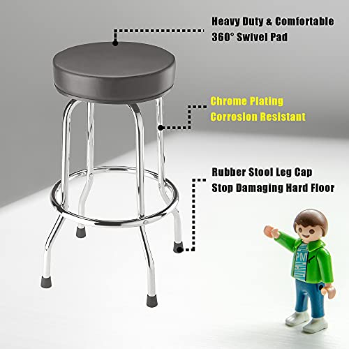 BIG RED Torin Swivel Bar Stool: Padded Garage/Shop Seat with Chrome Plated Legs, Black, 28.74" Tall, 18.5" Diameter