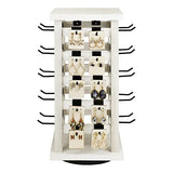 Ikee Design Wood Rotating Jewelry Display Tower With 42 Removabl Hooks,Spinning Earring Card Storage Display Stand for Store, Showcase, Tradeshow and Ikee Design