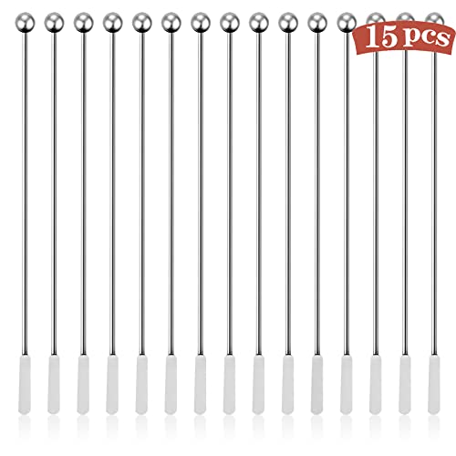 Csdtylh 15Pcs Metal Stir Sticks, Stainless Coffee Stirrers Reusable, Swizzle Sticks for Cocktails, Multifunctional Stir Sticks for Epoxy, Resin, Csdtylh