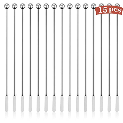 Csdtylh 15Pcs Metal Stir Sticks, Stainless Coffee Stirrers Reusable, Swizzle Sticks for Cocktails, Multifunctional Stir Sticks for Epoxy, Resin,