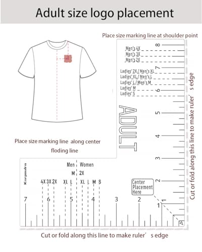 Karpoulra Tshirt Ruler Guide for Vinyl Alignment - Left Chest, T Shirt Ruler Alignment Tool Placement for Embroidery Heat Press Printing (Adult Men Karpoulra