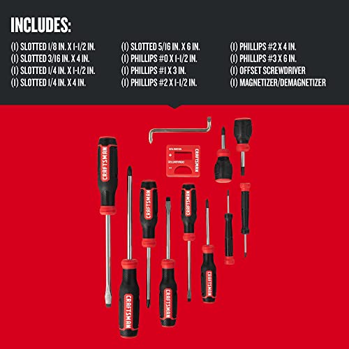 CRAFTSMAN Screwdriver Set, Bi-material, 12 Piece (CMHT65071N) Craftsman
