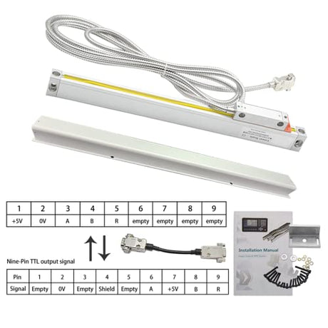 IP55 Linear Scale Encoder 5um 420mm (16") Travel Length for Lathe Machine Milling Machine DRO Tools Baykunl