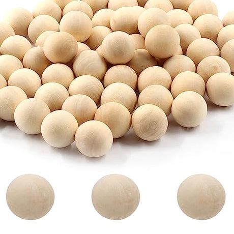 Uenhoy 100 Pcs Wooden Round Ball 1/2" (12mm) Unfinished Natural Wood Balls Wooden Spheres for Crafts and DIY Projects Uenhoy
