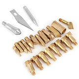 Wood Burning Tips, 23Pcs Craft Wood Burning Pen Tips, Soldering Brass Pen Tips Stencil Soldering Pyrography Working Carving Yosoo Health Gear