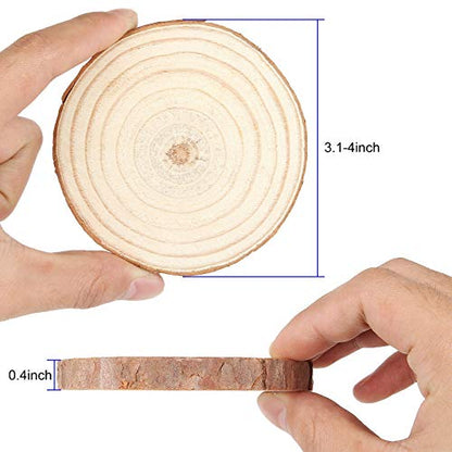 CertBuy 50 Pcs Natural Wood Slices 4 Inches, Undrilled Round Wood Tree Slices, Crafts Wooden Circles with Bark for Wedding Centerpiece, DIY Projects, - WoodArtSupply