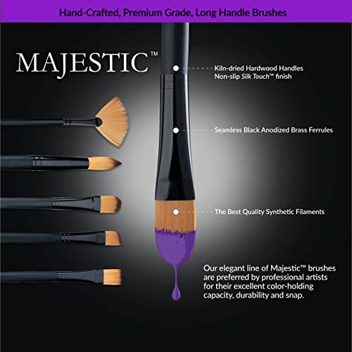 Majestic Royal and Langnickel Long Handle Paint Brush Set, Filbert, 7-Piece Majestic