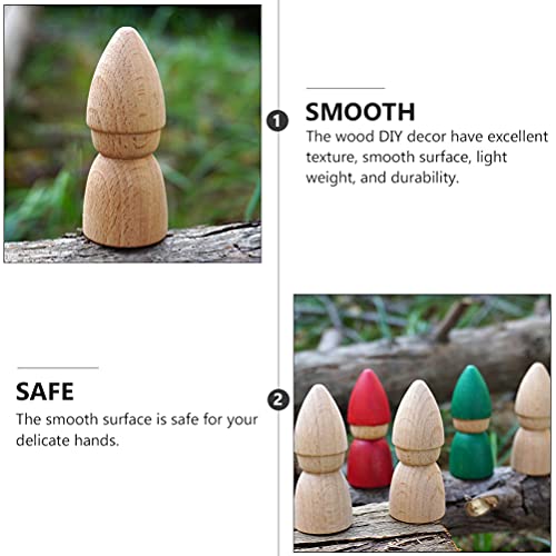 ULTNICE Dolls Peg People 6pcs Unfinished Wooden Figures Wooden Gnome Peg Doll Unpainted Wooden Dolls Crafts Desktop Ornaments Toys for Kids DIY